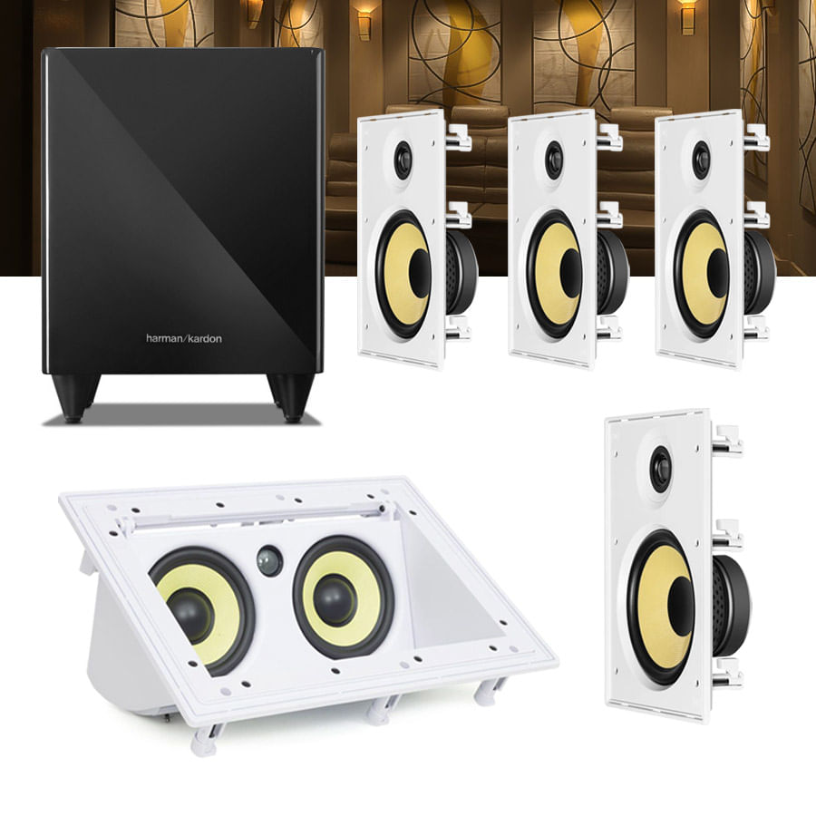 Kit Home Theater 5.1 JBL Caixa de Embutir CI8R + Canal Central CI55RA