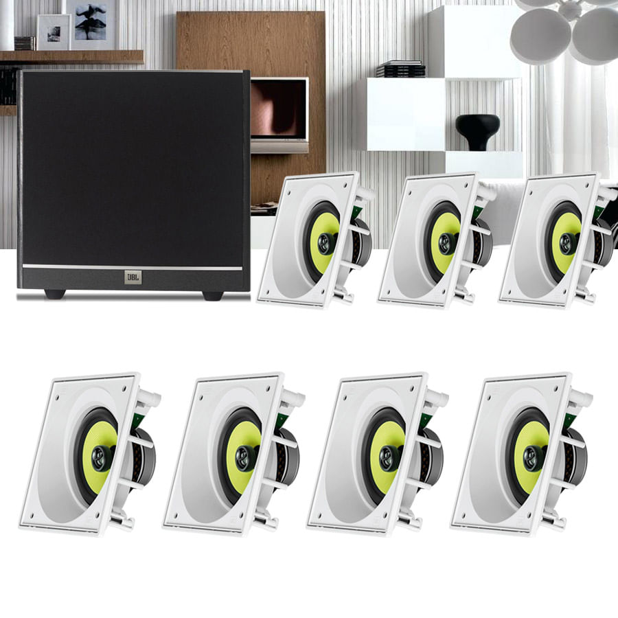 Kit Home Theater 7.1 JBL Caixa de Embutir CI6SA + Sub 100 Residencial