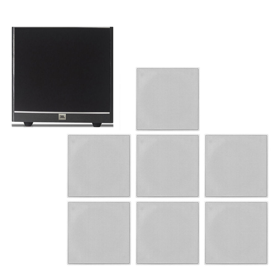 Kit Home Theater 7.1 JBL Caixa de Embutir CI6SA + Sub 100 Residencial