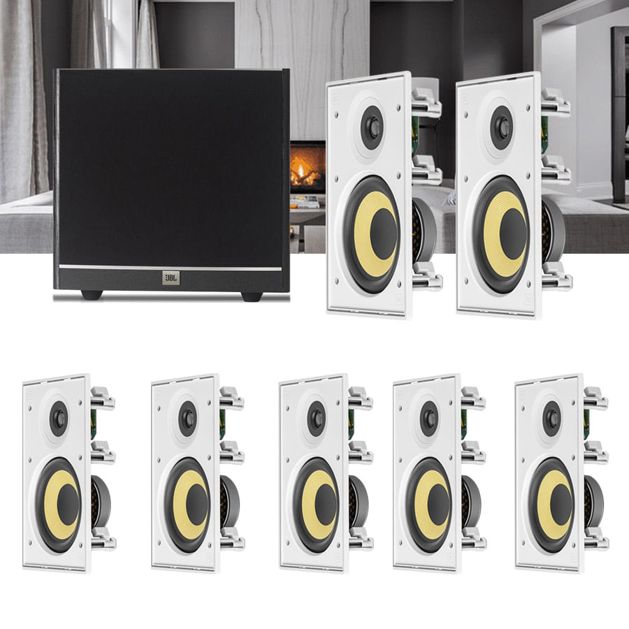 Kit Home Theater 7.1 JBL Caixa de Embutir CI6R + Sub 100 Residencial