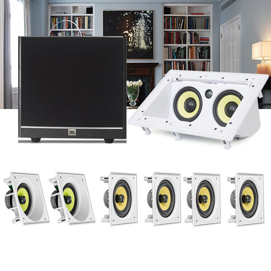 Kit Home Theater 7.1 JBL Caixa de Embutir CI6SA + CI6S + Central CI55RA
