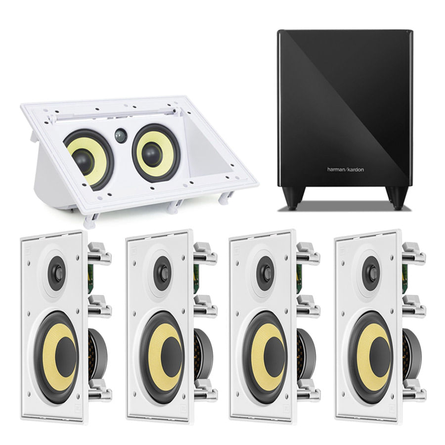 Kit Home Theater 5.1 JBL Caixa de Embutir CI6R + Canal Central CI55RA