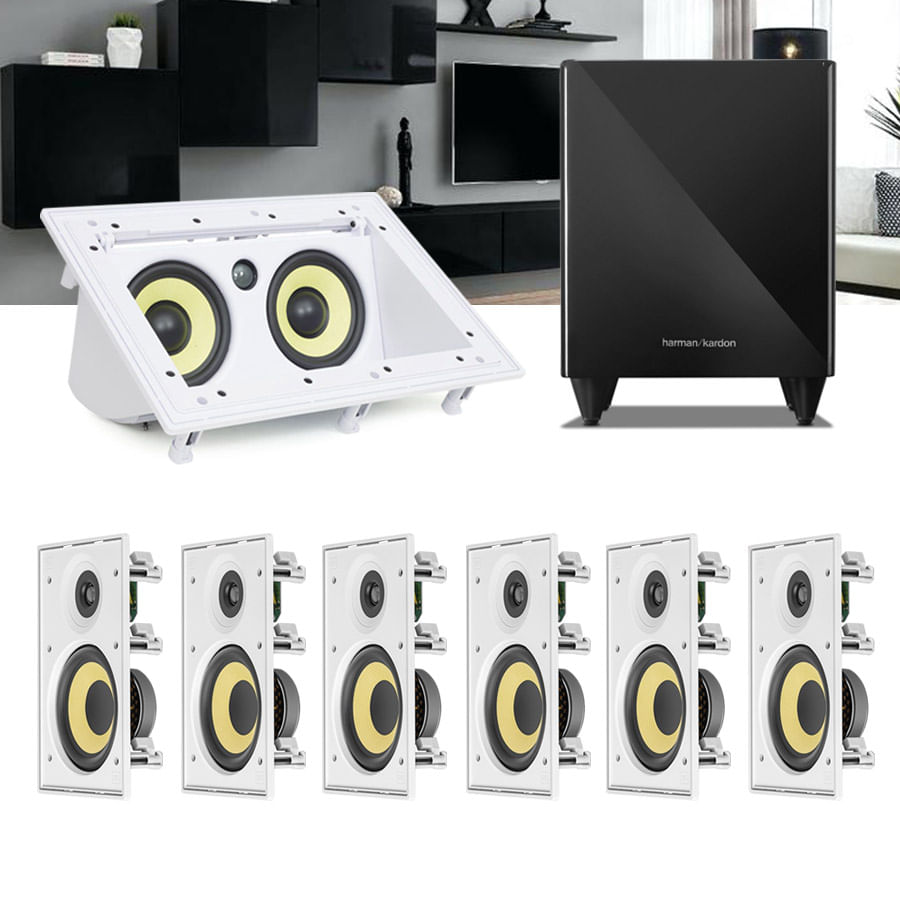 Kit Home Theater 7.1 JBL Caixa de Embutir CI6R + Canal Central CI55RA