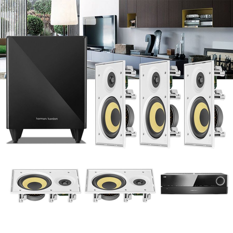 Kit Home Theater 5.1 JBL Receiver AVR 1010 + Caixa de Embutir Teto CI6R