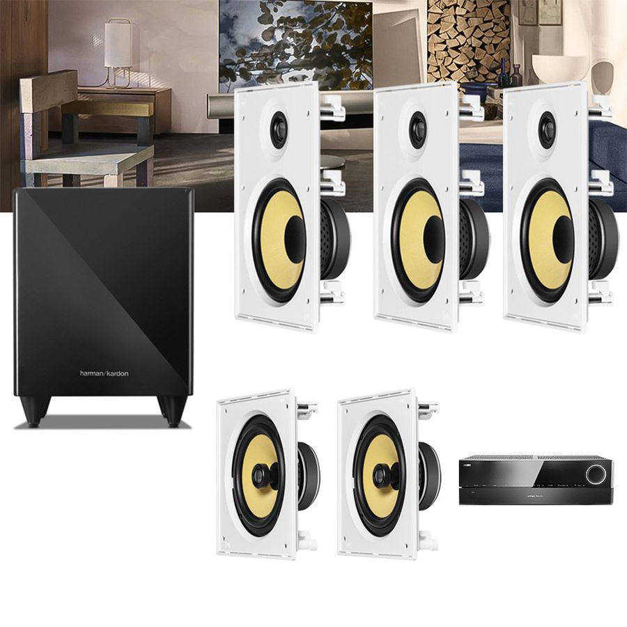 Kit Home Theater 5.1 JBL Receiver AVR 1010 + Caixa Embutir Teto CI8R