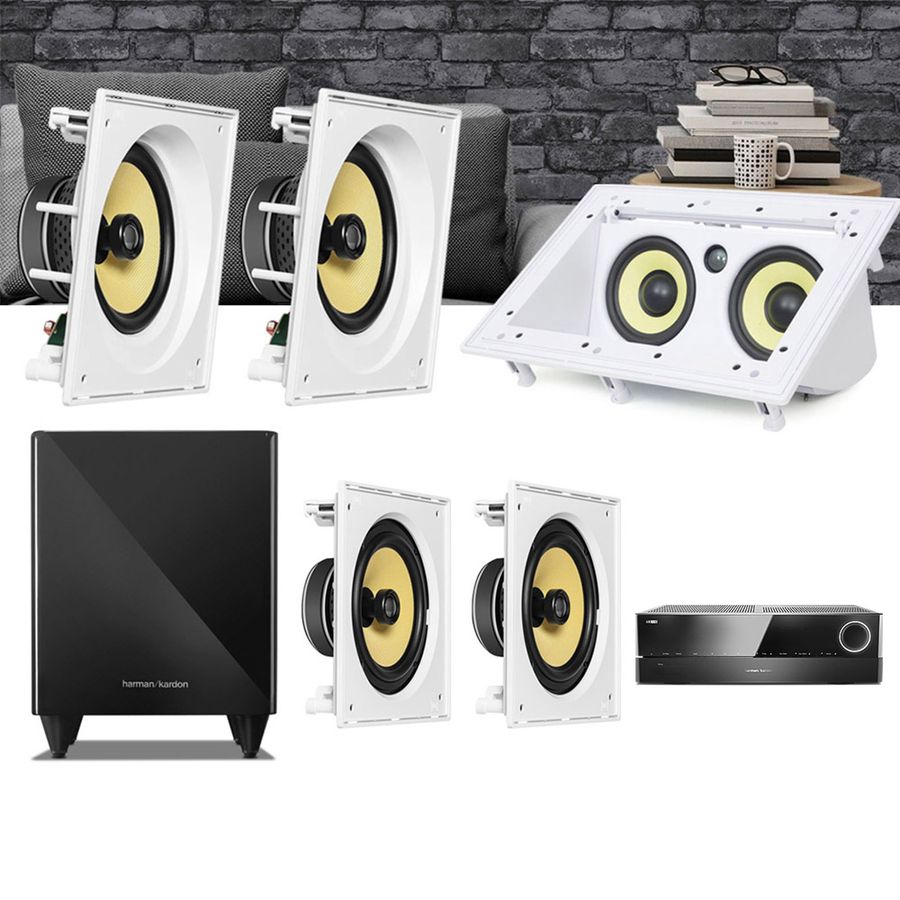 Kit Home Theater 5.1 JBL Receiver AVR 1010 + Caixa Embutir CI8SA + CI8S