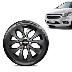 Calota-Chevrolet-GM-Prisma-2017-18-19-Aro-15-Preta-Brilhante-Emblema-Preto