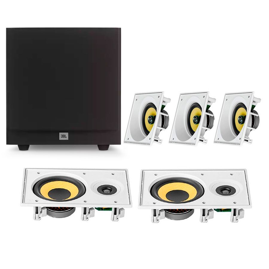 Kit Home Theater 5.1 JBL Caixa de Embutir Ci6SA + Ci6R + Sub Ativo