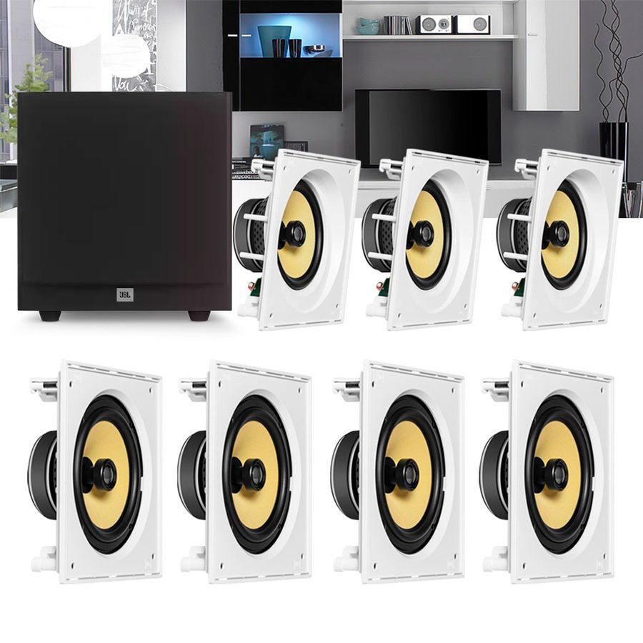 Kit Home Theater 7.1 JBL Caixa de Embutir CI8SA + CI8S + Sub Ativo